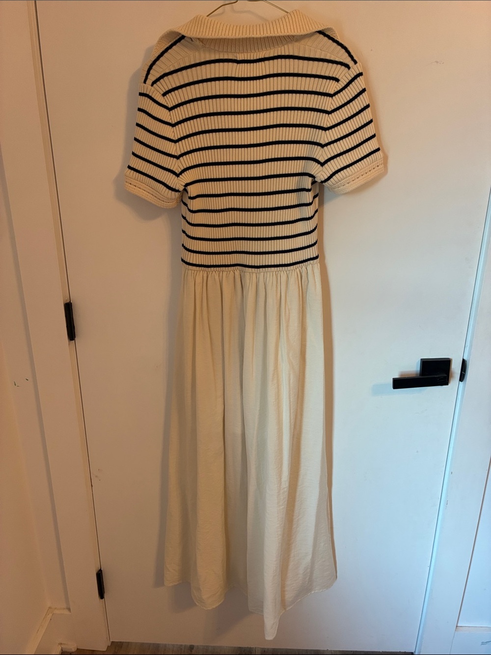 Moon River Cream and Black Striped Knit Top Maxi Dress - Picture 3 of 3